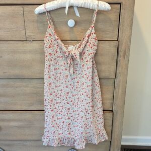 Dress Forum Floral Tie-Front Mini Dress - Pink and Cream